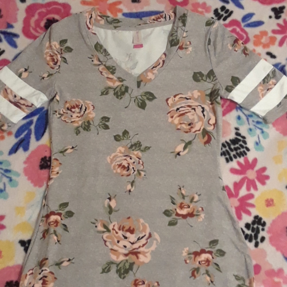 Grey Floral Dress